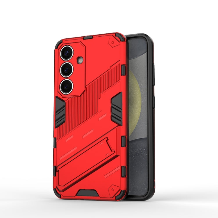 For Samsung Galaxy S25 5G Punk Armor 2 in 1 PC + TPU Shockproof Phone Case with Invisible Holder(Red) - Galaxy S25 5G Cases by buy2fix | Online Shopping UK | buy2fix