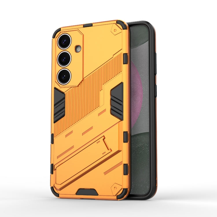 For Samsung Galaxy S25+ 5G Punk Armor 2 in 1 PC + TPU Shockproof Phone Case with Invisible Holder(Orange) - Galaxy S25+ 5G Cases by buy2fix | Online Shopping UK | buy2fix