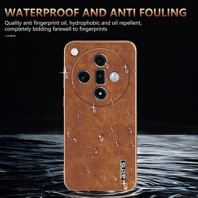 For OPPO Find X7 AZNS Electroplated Frame Crocodile Texture Full Coverage Phone Case(Green) - OPPO Cases by AZNS | Online Shopping UK | buy2fix