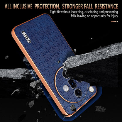 For OPPO Find X7 AZNS Electroplated Frame Crocodile Texture Full Coverage Phone Case(Blue) - OPPO Cases by AZNS | Online Shopping UK | buy2fix