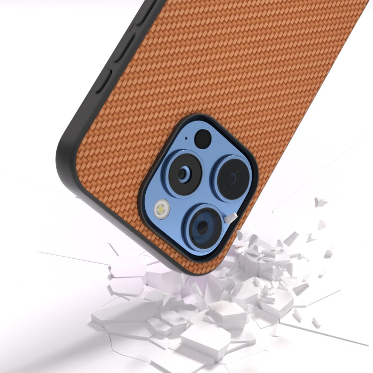 For iPhone 16 Pro Carbon Fiber Texture Protective Phone Case(Light Brown) - iPhone 16 Pro Cases by buy2fix | Online Shopping UK | buy2fix