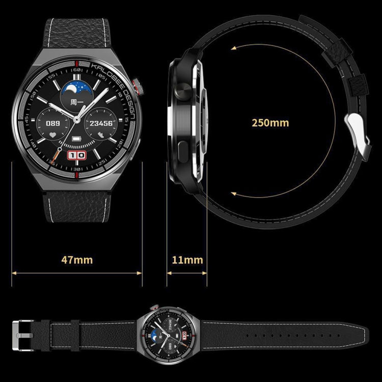 1.3 inch Leather Band IP68 Waterproof Smart Watch Support Bluetooth Call(Black) - Smart Watches by buy2fix | Online Shopping UK | buy2fix