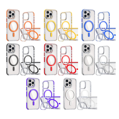 For iPhone 16 Pro Max Dual-Color Clear Acrylic Hybrid TPU Lens Flip Holder MagSafe Phone Case(Black) - iPhone 16 Pro Max Cases by buy2fix | Online Shopping UK | buy2fix