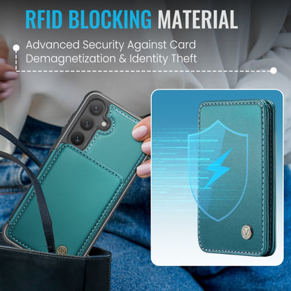 For Samsung Galaxy S24 5G JEEHOOD J05 Business Magnetic Style RFID Leather Phone Case(Blue Green) - Galaxy S24 5G Cases by JEEHOOD | Online Shopping UK | buy2fix