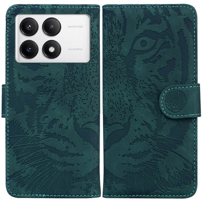 For Redmi K70 / K70 Pro Tiger Embossing Pattern Flip Leather Phone Case(Green) - K70 Cases by buy2fix | Online Shopping UK | buy2fix