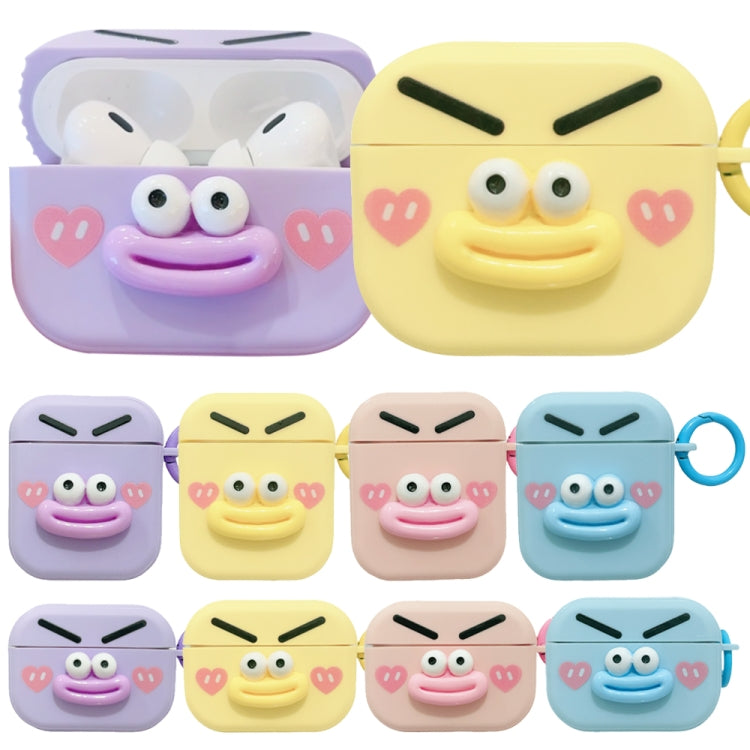 For AirPods 2 / 1 Fresh 3D Emoji Pattern Skin Feel Earbuds Box PC Case(Blue) - For AirPods 1/2 by buy2fix | Online Shopping UK | buy2fix