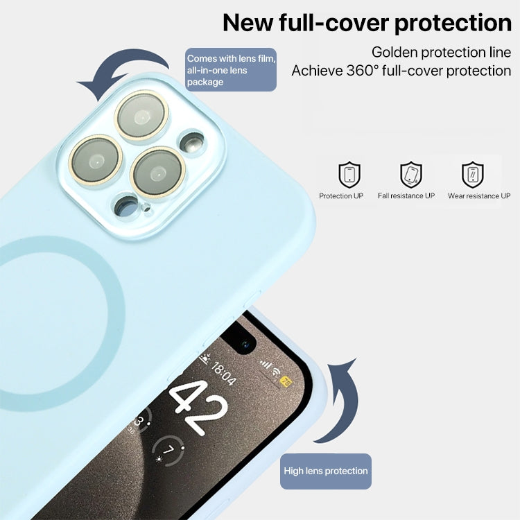 For iPhone 14 Pro MagSafe Liquid Silicone Full Coverage Phone Case with Lens Film(Green) - iPhone 14 Pro Cases by buy2fix | Online Shopping UK | buy2fix