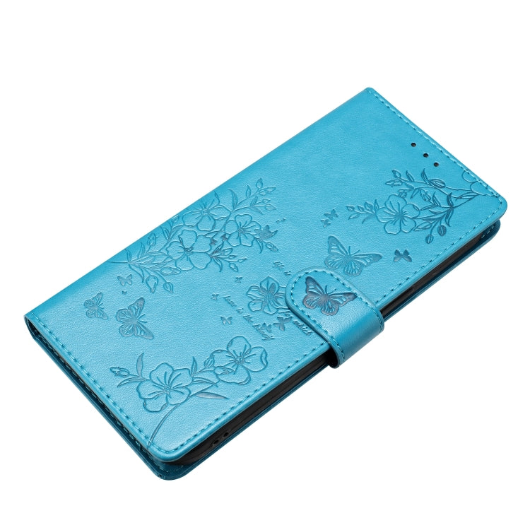 For Blackview A53 / A53 Pro Butterflies and Flowers Leather Phone Case(Blue) - More Brand by buy2fix | Online Shopping UK | buy2fix