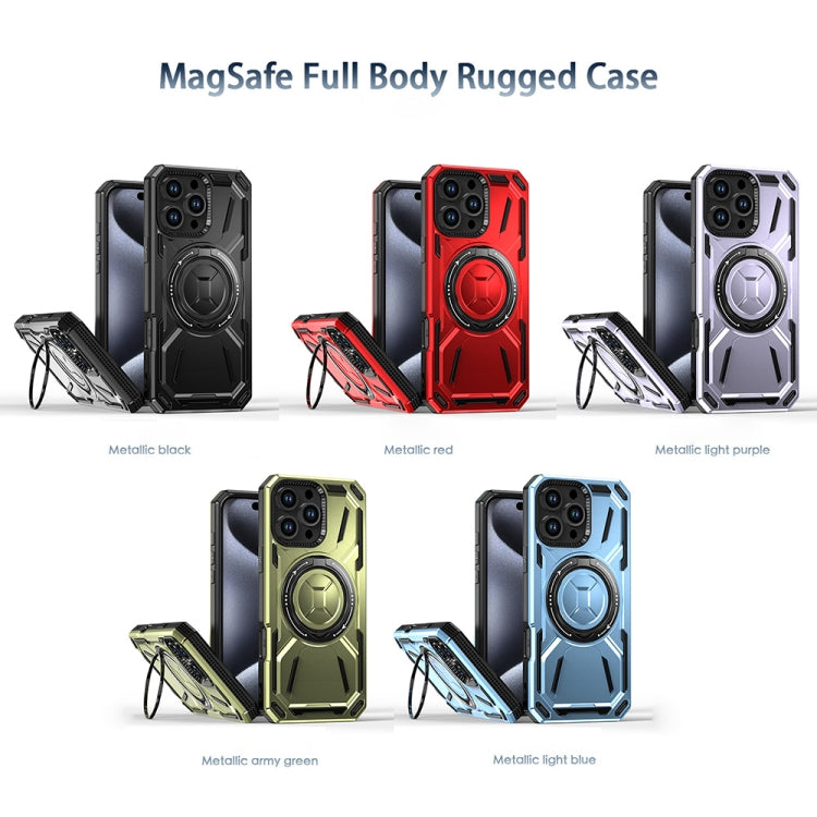 For iPhone 15 Pro Armor II Series MagSafe Magnetic Holder Phone Case(Red) - iPhone 15 Pro Cases by buy2fix | Online Shopping UK | buy2fix