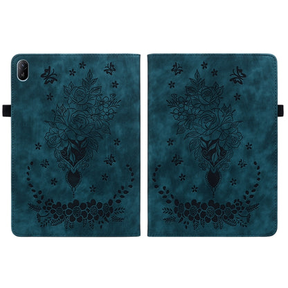 For Huawei MatePad SE 11 2024 Butterfly Rose Embossed Leather Tablet Case(Dark Blue) - Huawei by buy2fix | Online Shopping UK | buy2fix