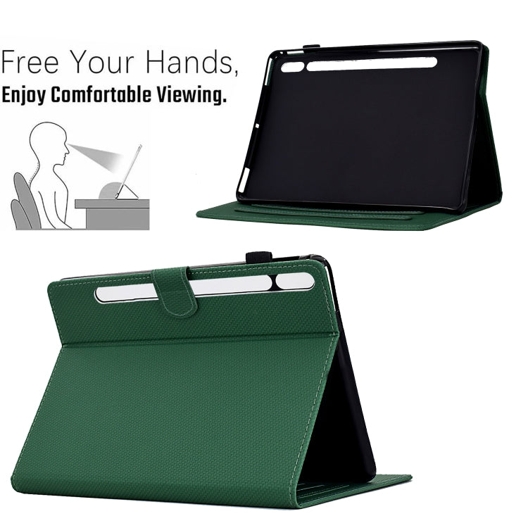 For Samsung Galaxy Tab S9 / S9 FE Solid Color Fiber Texture Smart Tablet Leather Case(Green) - Galaxy Tab S9 Cases by buy2fix | Online Shopping UK | buy2fix