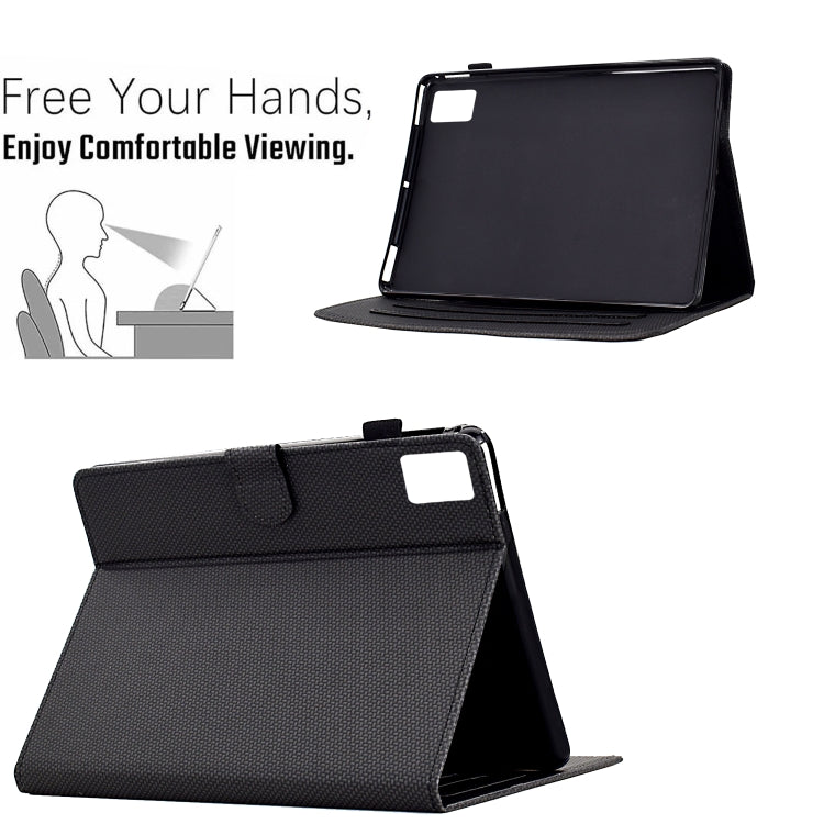 For Lenovo Tab M11 / Xiaoxin Pad 2024 Solid Color Fiber Texture Smart Tablet Leather Case(Black) - Lenovo by buy2fix | Online Shopping UK | buy2fix