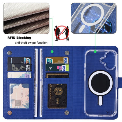 For iPhone 15 ViLi GHA-C Series RFID MagSafe Magnetic Flip Leather Phone Case(Blue) - iPhone 15 Cases by ViLi | Online Shopping UK | buy2fix