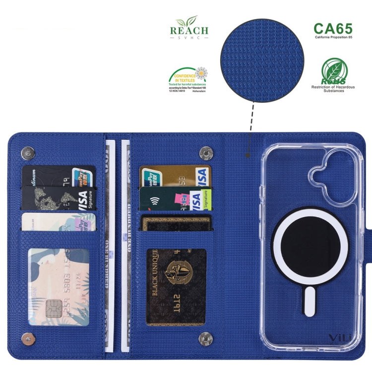 For iPhone 14 ViLi GHA-C Series RFID MagSafe Magnetic Flip Leather Phone Case(Blue) - iPhone 14 Cases by ViLi | Online Shopping UK | buy2fix