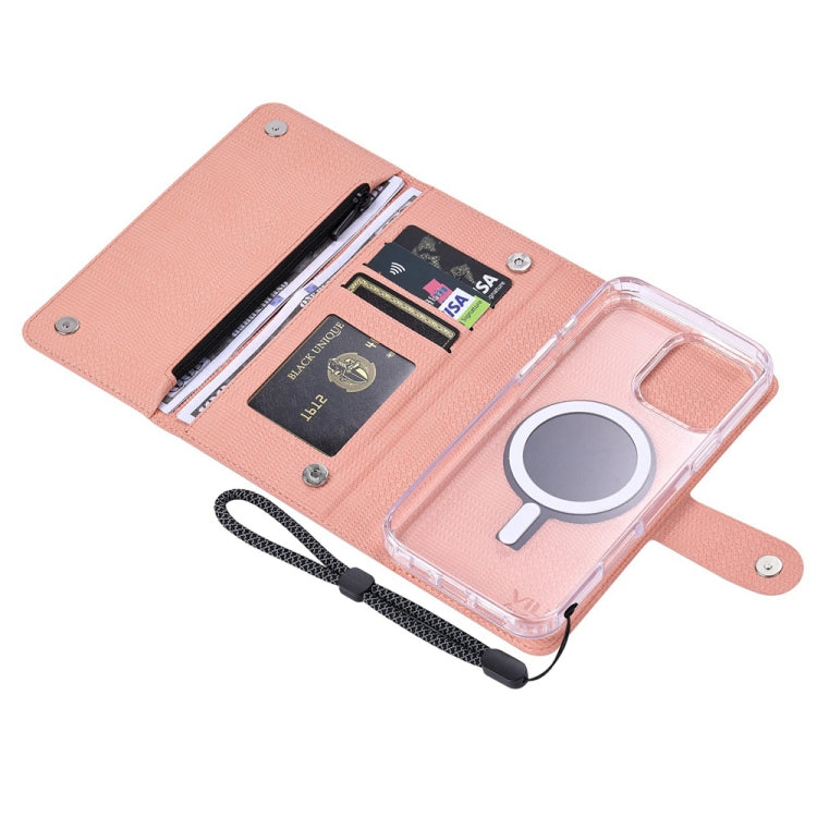 For iPhone 15 Pro Max ViLi GHB-C Series RFID MagSafe Magnetic Flip Leather Phone Case(Pink) - iPhone 15 Pro Max Cases by ViLi | Online Shopping UK | buy2fix