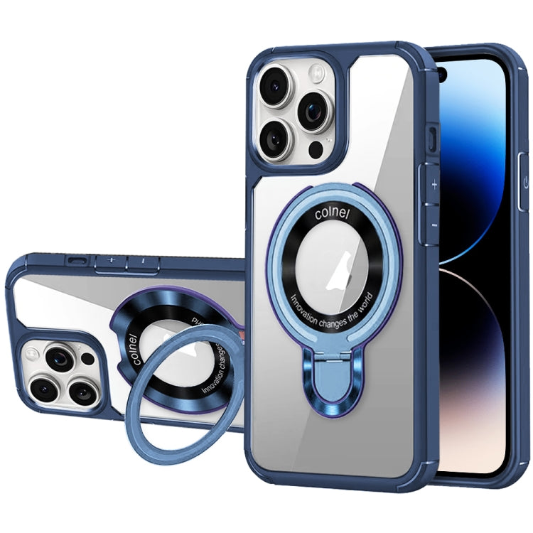 For iPhone 14 Pro Max MagSafe Acrylic Hybrid TPU Phone Case with Holder(Royal Blue) - iPhone 14 Pro Max Cases by buy2fix | Online Shopping UK | buy2fix