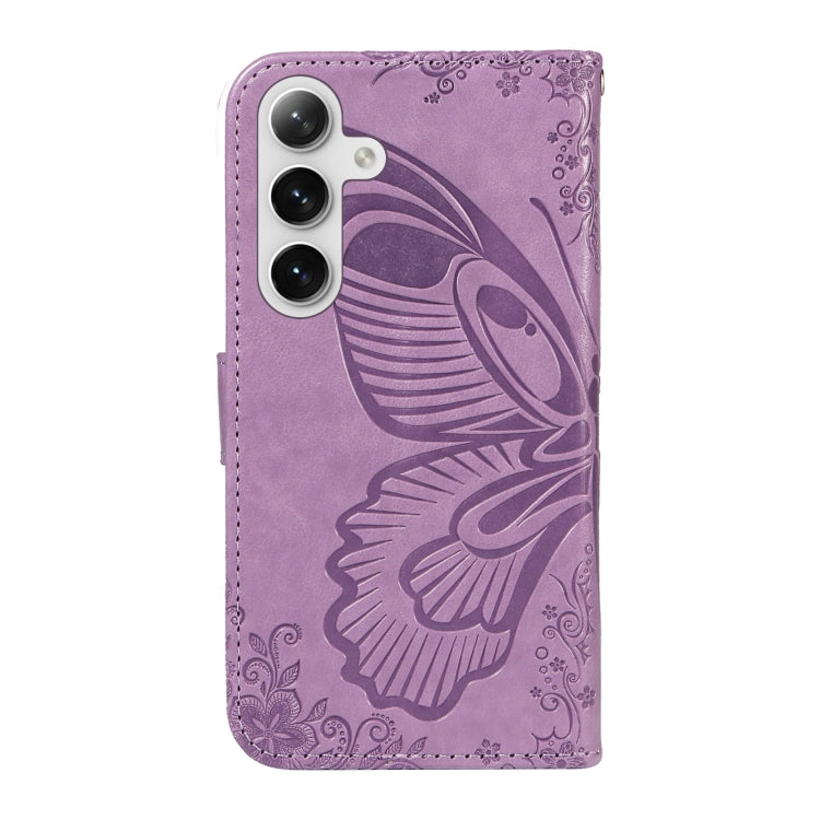 For Samsung Galaxy S25 / S24 5G Swallowtail Butterfly Embossed Leather Phone Case(Purple) - Galaxy S25 5G Cases by buy2fix | Online Shopping UK | buy2fix