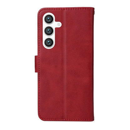 For Samsung Galaxy S25 5G Classic Calf Texture Flip Leather Phone Case(Red) - Galaxy S25 5G Cases by buy2fix | Online Shopping UK | buy2fix