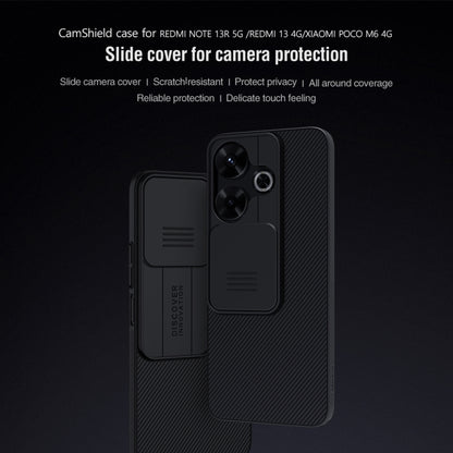 For Redmi Note 13R 5G / 13 4G NILLKIN Black Mirror Series Camshield PC Phone Case(Black) - Redmi 13 Cases by NILLKIN | Online Shopping UK | buy2fix