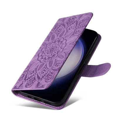 For Samsung Galaxy S25+ 5G Embossed Sunflower Leather Phone Case(Purple) - Galaxy S25+ 5G Cases by buy2fix | Online Shopping UK | buy2fix