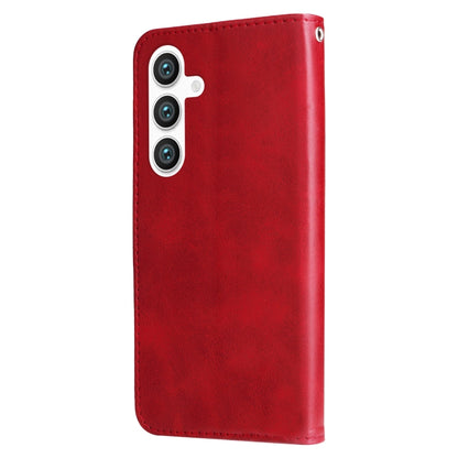 For Samsung Galaxy S25+ 5G Fashion Calf Texture Zipper Leather Phone Case(Red) - Galaxy S25+ 5G Cases by buy2fix | Online Shopping UK | buy2fix