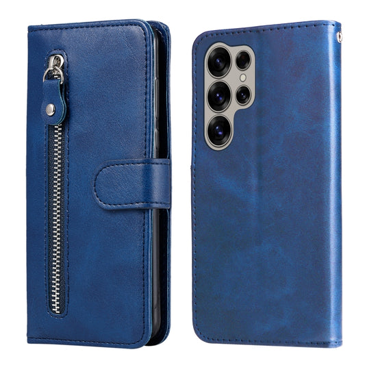 For Samsung Galaxy S25 Ultra 5G Fashion Calf Texture Zipper Leather Phone Case(Blue) - Galaxy S25 Ultra 5G Cases by buy2fix | Online Shopping UK | buy2fix