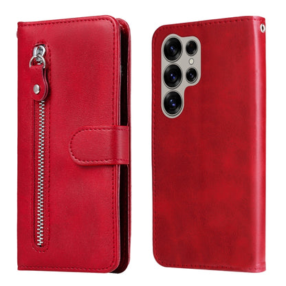 For Samsung Galaxy S25 Ultra 5G Fashion Calf Texture Zipper Leather Phone Case(Red) - Galaxy S25 Ultra 5G Cases by buy2fix | Online Shopping UK | buy2fix