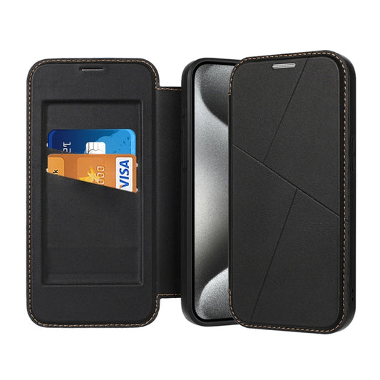 For iPhone 15 Pro Magnetic Armor Series RFID Card Slots Leather Phone Case(Black) - iPhone 15 Pro Cases by buy2fix | Online Shopping UK | buy2fix