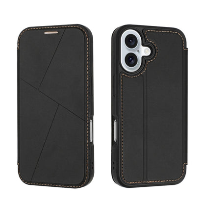 For iPhone 16 Plus Magnetic Armor Series RFID Card Slots Leather Phone Case(Black) - iPhone 16 Plus Cases by buy2fix | Online Shopping UK | buy2fix