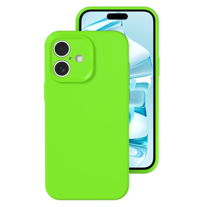 For iPhone 16 Precise Hole Liquid Silicone Jelly Color Full Coverage Phone Case(Fluorescent Green) - iPhone 16 Cases by buy2fix | Online Shopping UK | buy2fix