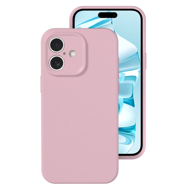 For iPhone 16 Precise Hole Liquid Silicone Jelly Color Full Coverage Phone Case(Sand Pink) - iPhone 16 Cases by buy2fix | Online Shopping UK | buy2fix