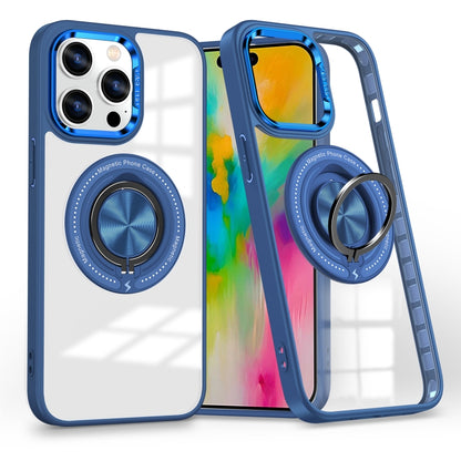 For iPhone 16 Pro Max Magnetic Rotating Ring Holder Phone Case(Dark Blue) - iPhone 16 Pro Max Cases by buy2fix | Online Shopping UK | buy2fix