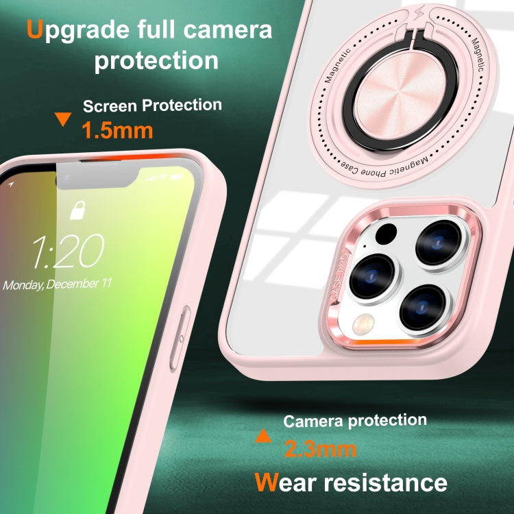 For iPhone 16 Pro Magnetic Rotating Ring Holder Phone Case(Pink) - iPhone 16 Pro Cases by buy2fix | Online Shopping UK | buy2fix