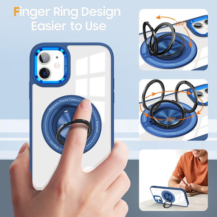 For iPhone 16 Plus Magnetic Rotating Ring Holder Phone Case(Dark Blue) - iPhone 16 Plus Cases by buy2fix | Online Shopping UK | buy2fix