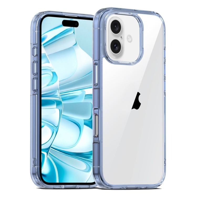 For iPhone 16 Plus PC Hybrid TPU Full Coverage Shockproof Phone Case(Transparent Blue) - iPhone 16 Plus Cases by buy2fix | Online Shopping UK | buy2fix