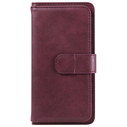 For iPhone SE 2024 Multi-Function Wallet 10 Card Slots Leather Phone Case(Claret) - More iPhone Cases by buy2fix | Online Shopping UK | buy2fix