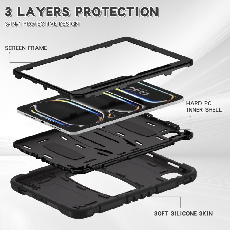 For iPad Pro 11 2024 3-Layer Silicone Hybrid PC Tablet Case(Black) - iPad Pro 11 2024 Cases by buy2fix | Online Shopping UK | buy2fix