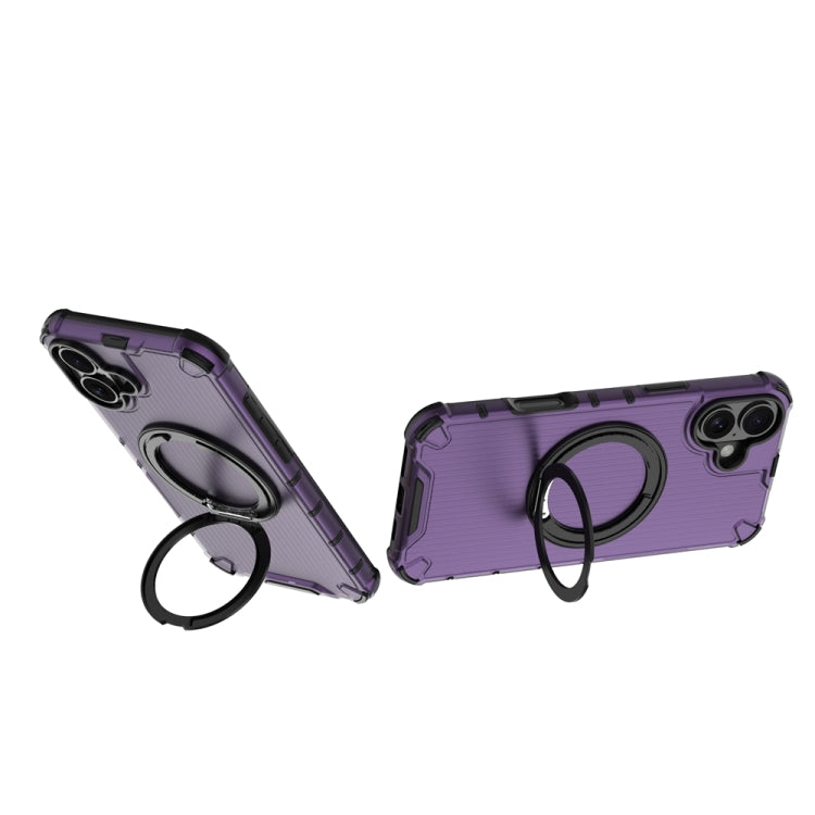 For iPhone 16 Plus Grating 360 Degree Rotating Holder Shockproof Phone Case(Purple) - iPhone 16 Plus Cases by buy2fix | Online Shopping UK | buy2fix