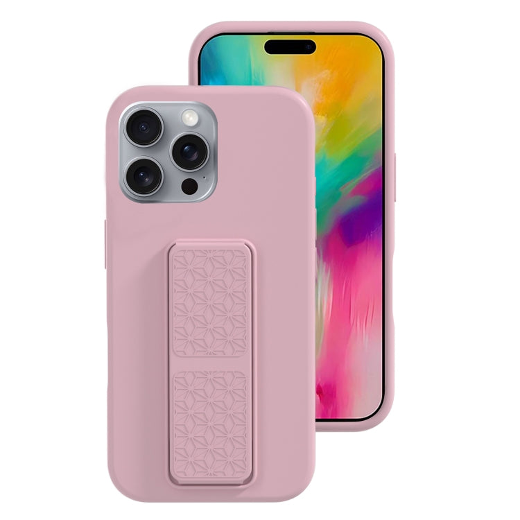 For iPhone 16 Pro Liquid Silicone Holder Phone Case(Sand Pink) - iPhone 16 Pro Cases by buy2fix | Online Shopping UK | buy2fix