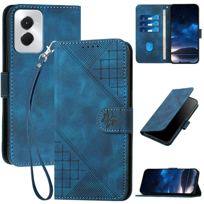 For Motorola Moto G Power 5G 2024 YX0080 Grid Butterfly Embossed Pattern Flip Leather Phone Case with Lanyard(Dark Blue) - Motorola Cases by buy2fix | Online Shopping UK | buy2fix