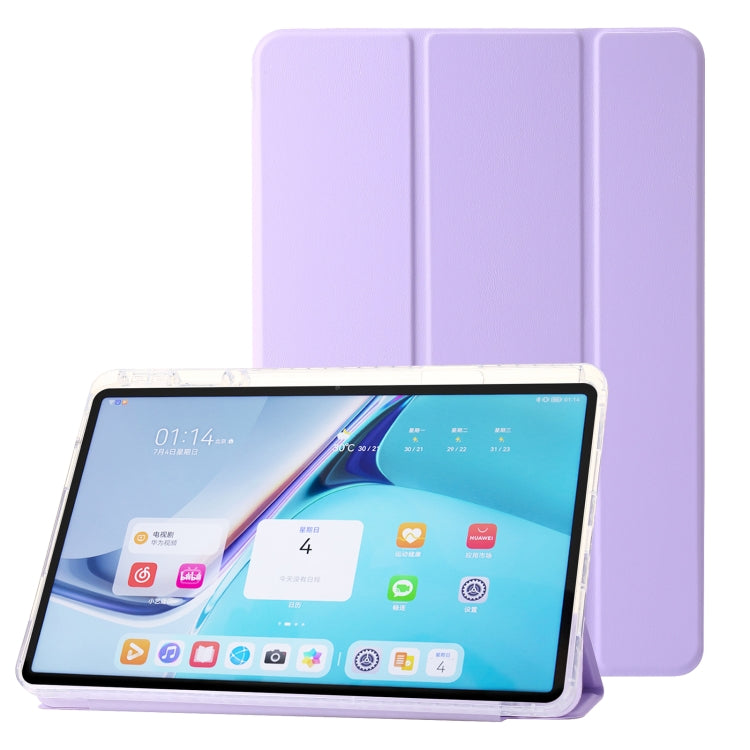 For Huawei Matepad SE 11 2024 Clear Acrylic 3-Fold Leather Tablet Case(Purple) - Huawei by buy2fix | Online Shopping UK | buy2fix