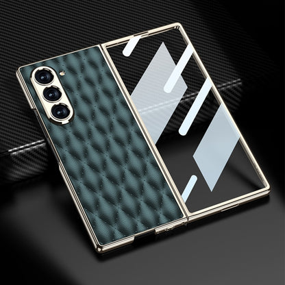 For Samsung Galaxy Z Fold6 GKK Integrated Plating Leather Rhombus Texture Full Coverage Phone Case(Black) - Galaxy Z Fold6 5G Cases by GKK | Online Shopping UK | buy2fix