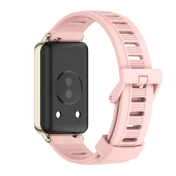 For Honor Band 9 MIJOBS Flat Hole Breathable TPU Watch Band(Pink Light Gold) - Watch Bands by MIJOBS | Online Shopping UK | buy2fix