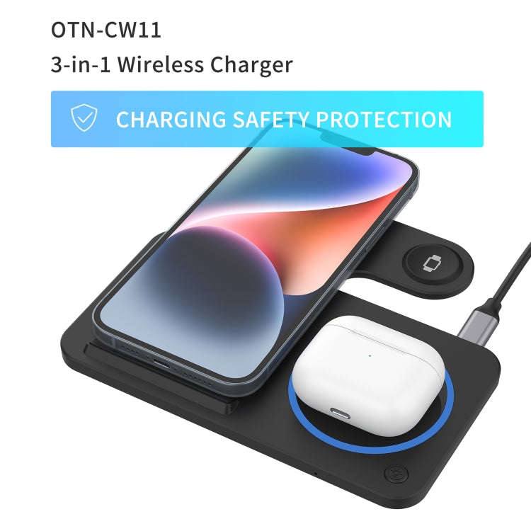 Onten CW11 3 in 1 Folding Wireless Charging(Black) - Wireless Charger by Onten | Online Shopping UK | buy2fix