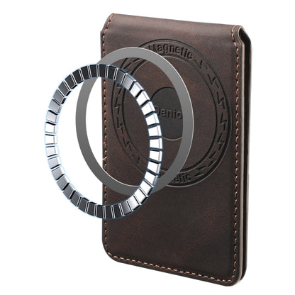 Denior V11 VV MagSafe Magnetic Phone PU Card Sleeve(Brown) - Adhesive Card Holders by Denior | Online Shopping UK | buy2fix