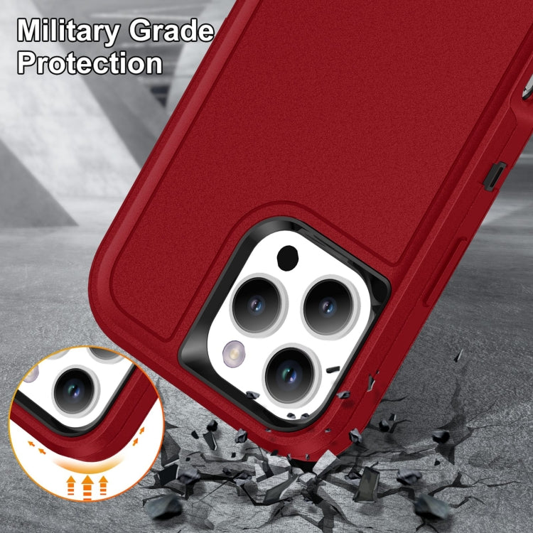 For iPhone 16 Pro Max Rugged PC + Silicone Phone Case with Holder(Red+Black) - iPhone 16 Pro Max Cases by buy2fix | Online Shopping UK | buy2fix