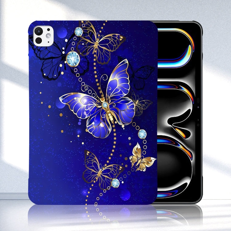 For iPad Pro 11 2024 Color Painting Pattern Smart Tablet TPU Case(Blue Butterfly) - iPad Pro 11 2024 Cases by buy2fix | Online Shopping UK | buy2fix