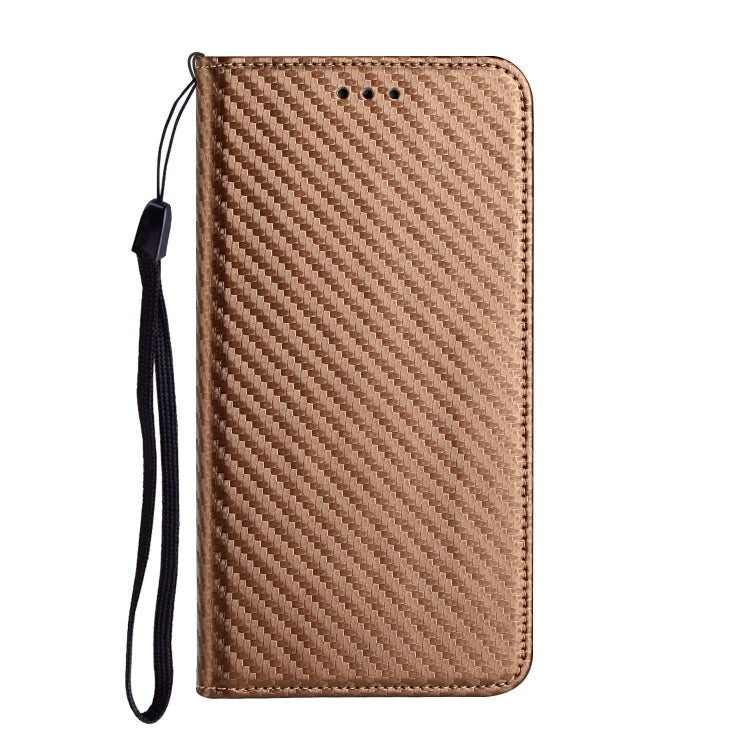 For iPhone 16 Pro Carbon Fiber Texture Magnetic Flip Leather Phone Case(Brown) - iPhone 16 Pro Cases by buy2fix | Online Shopping UK | buy2fix