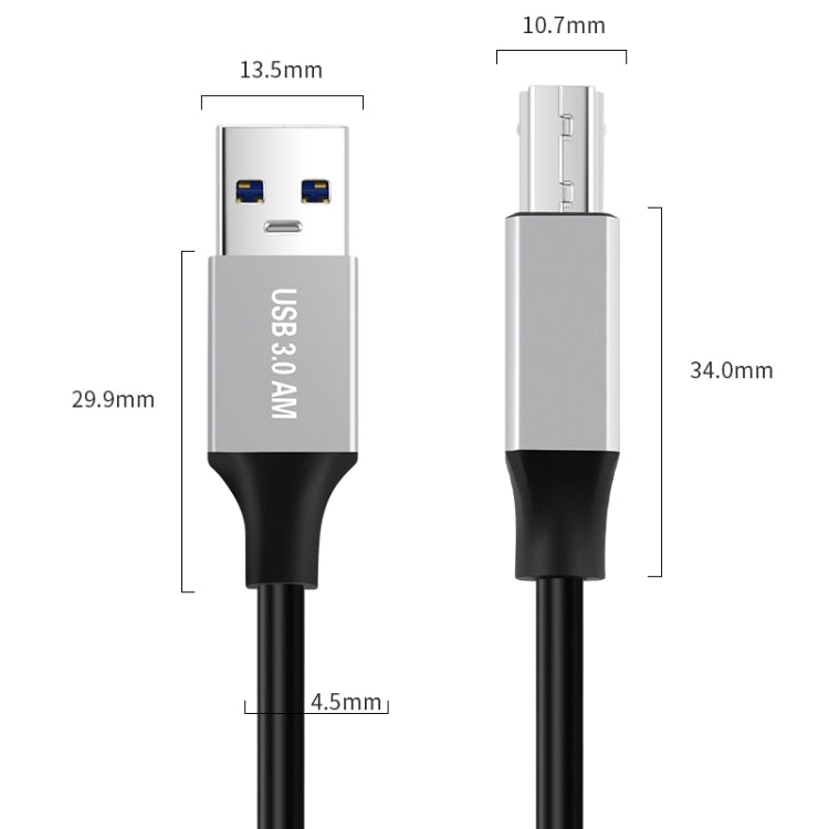 USB 3.0 A Male to USB-B Square Interface Printer Data Transmission Adapter Cable, Length:0.3m - USB Cable by buy2fix | Online Shopping UK | buy2fix