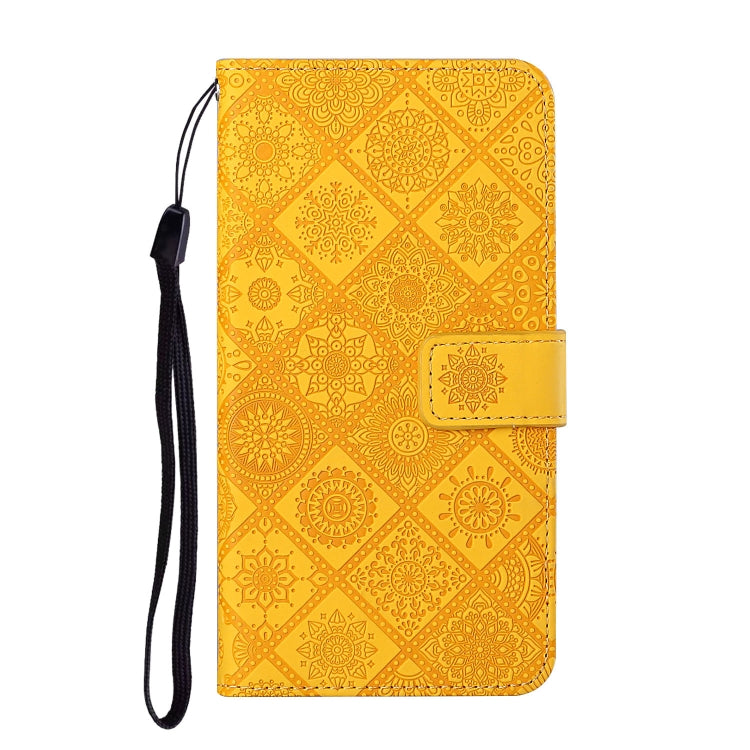 For Samsung Galaxy S25+ 5G Ethnic Style Embossed Pattern Leather Phone Case(Yellow) - Galaxy S25+ 5G Cases by buy2fix | Online Shopping UK | buy2fix